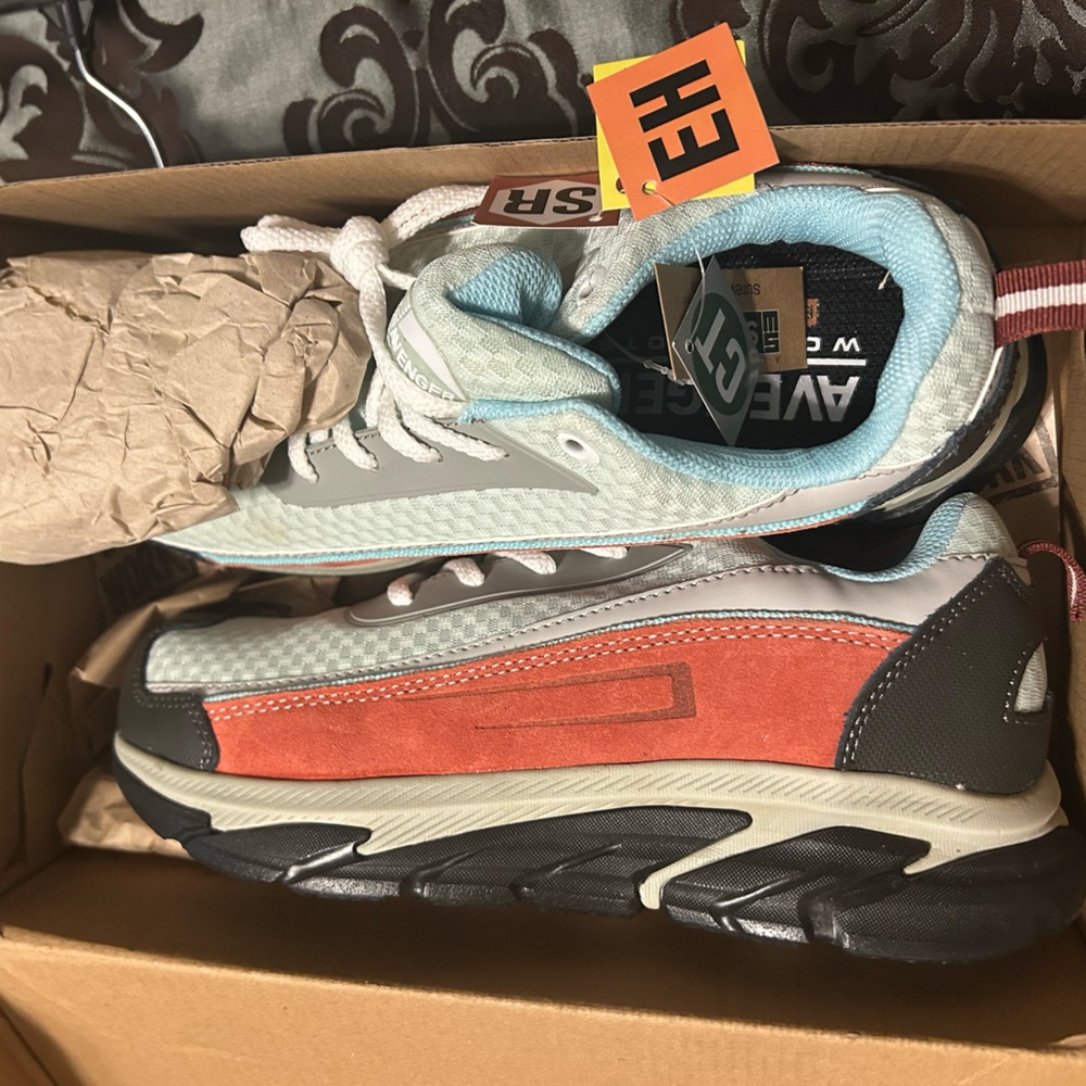 Avenger Lace-Up Boots in Orange, Light Blue, Gray, Black (steel toe) 8.5 women’s